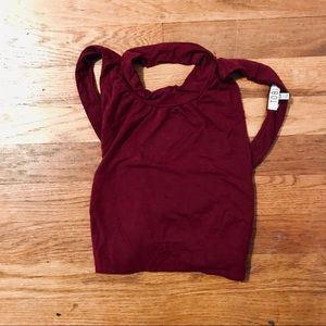Tobi Maroon Cross Back Crop Top
